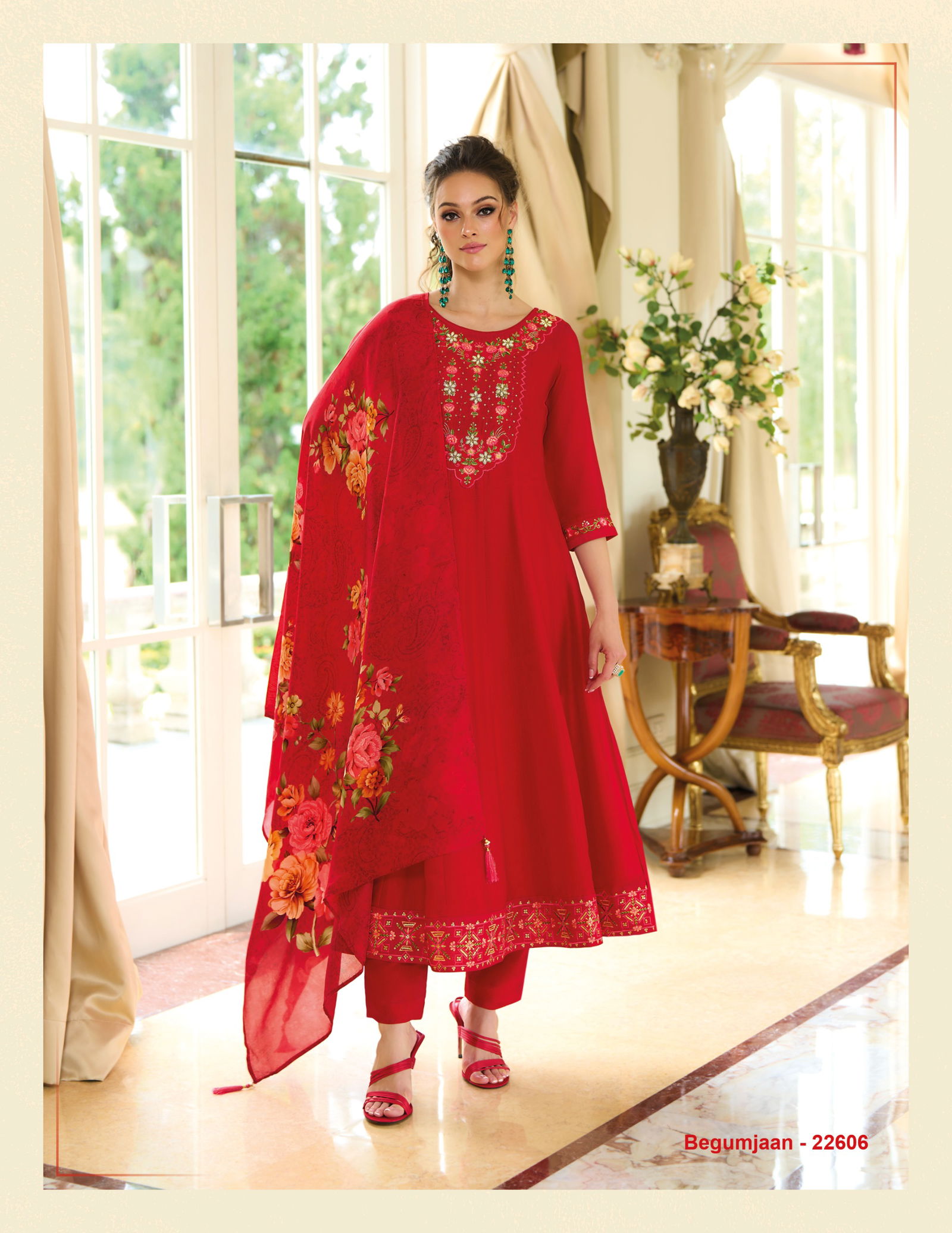 Begum Jaan By Lily And Lali Vichitra Silk Anarkali Kurti With Bottom Dupatta Wholesale Online